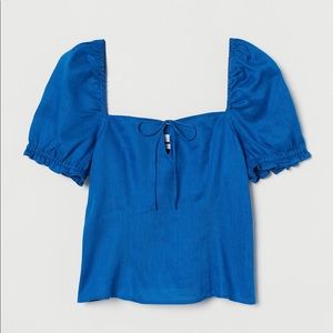 Linen sapphire blue H&M top